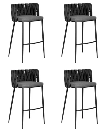 Набор 4 шт Стул барный DOBRIN AMELIA, серая ткань (F-48), темно-серый винтажный PU (MF-12)