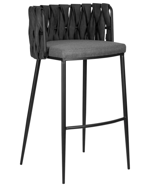 Купить Набор 4 шт Стул барный DOBRIN AMELIA, серая ткань (F-48), темно-серый винтажный PU (MF-12) по низкой цене