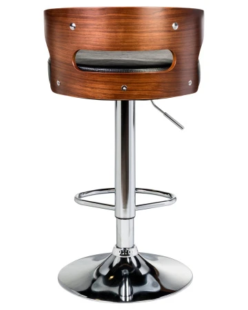 Купить Стул барный DOBRIN FRED, коричневое дерево, чёрный по выгодной цене для кафе, ресторанов и кухни