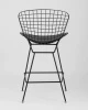 Купить Стул полубарный с низкой спинкой Bertoia черный с черной подушкой по выгодной цене для кафе, ресторанов и кухни