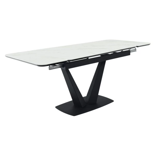 Купить Стол Vito раскладной 120-184x80x75см, белый мрамор, чёрный по низкой цене