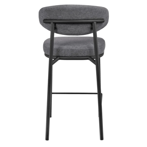 Стул полубарный Lucas 2 серый шенилл с чёрными ножками для кафе, ресторанов и кухни
