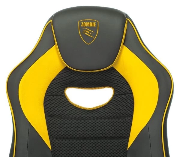 Кресло игровое Zombie GAME 16 черный/желтый текстиль/эко.кожа крестов. пластик