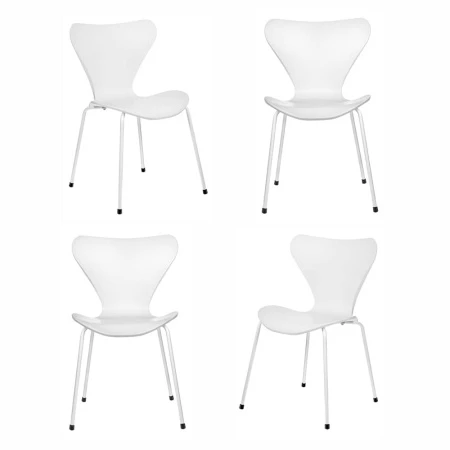 Комплект из 4-х стульев Seven Style белый с белыми ножками