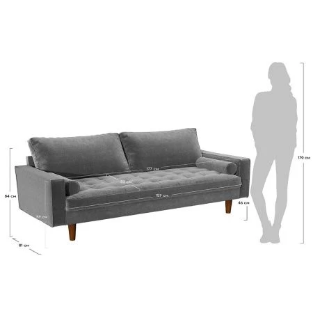 Купить Диван Scott трехместный синий по низкой цене