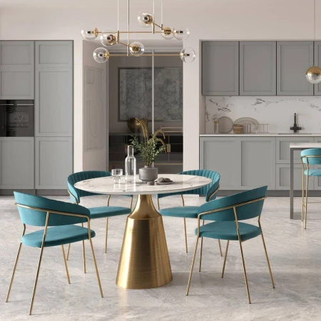 Купить Стул полубарный Turin чёрный с золотыми ножками по выгодной цене для кафе, ресторанов и кухни