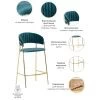 Купить Стул полубарный Turin бирюзовый с золотыми ножками по выгодной цене для кафе, ресторанов и кухни