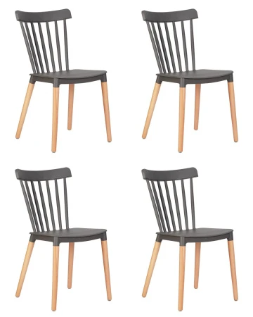 Набор 4 шт Стул обеденный DOBRIN THEO, ножки светлый бук, цвет темно-серый (GR-04)