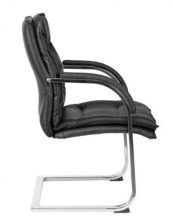 Конференц кресла - Кресло Бюрократ T-9927SL-LOW-V черный кожа низк.спин. полозья металл хром