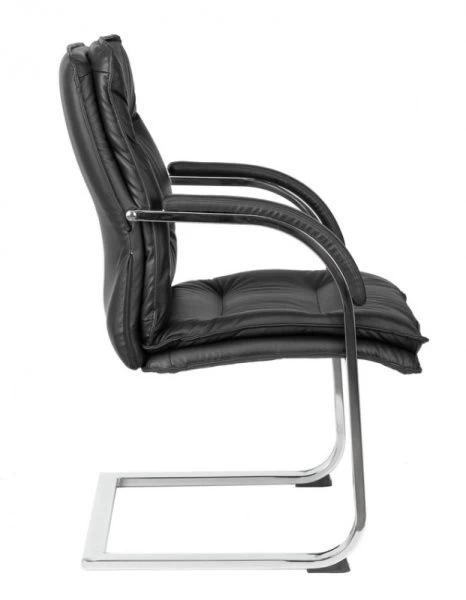 Кресло Бюрократ T-9927SL-LOW-V черный кожа низк.спин. полозья металл хром | Купить в КупиКресла.ру