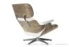 Кресло Eames (Эймс) Lounge & Ottoman белая кожа/орех