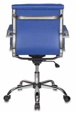 Кресла руководителя - Кресло руководителя Бюрократ CH-993-Low синий эко.кожа низк.спин. крестовина металл хром