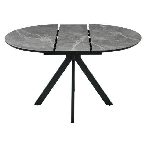 Купить Стол Rudolf круглый раскладной 100-130x100x75см, серый керамогранит, черный по низкой цене