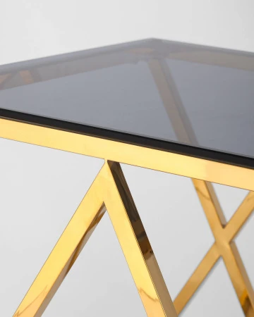 Купить Журнальный стол 55*55 ИНСИГНИЯ золото стекло smoke по низкой цене