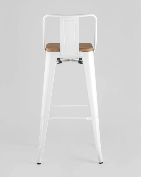 Стул барный TOLIX WOOD со спинкой белый глянцевый для кафе, ресторанов и кухни