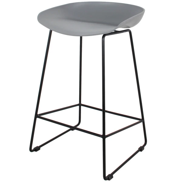 Стул полубарный Neo серый с чёрными ножками для кафе, ресторанов и кухни