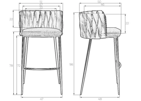 Купить Набор 4 шт Стул барный DOBRIN AMELIA, серая ткань (F-48), темно-серый винтажный PU (MF-12) в интернет-магазине КупиКресла.ру