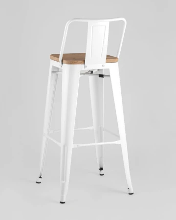 Купить Стул барный TOLIX WOOD со спинкой белый глянцевый по выгодной цене для кафе, ресторанов и кухни