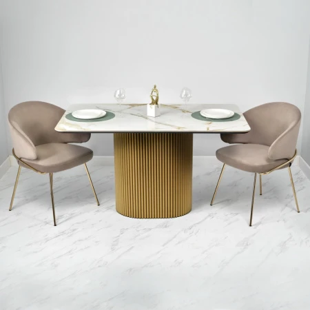 Купить Стол Festa 140x85x77см, керамогранит Calacatte gold мрамор по низкой цене