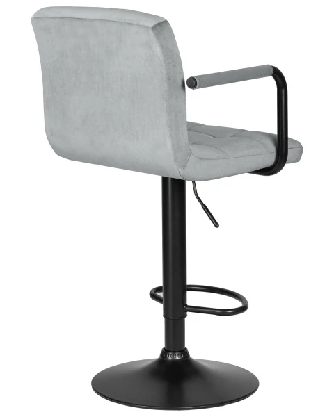Стул барный DOBRIN KRUGER ARM BLACK, серый велюр (MJ9-75) для кафе, ресторанов и кухни