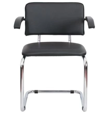 Офисный стул SYLWIA ARM (Сильвия арм) хром Nowystyl (Искусственная кожа V 14 черный) для посетителей и сотрудников фото