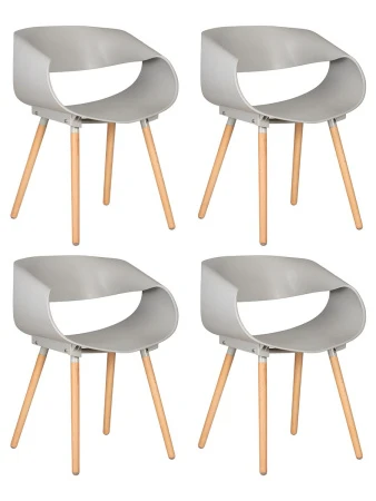 Набор 4 шт Стул обеденный DOBRIN ALIEN, ножки светлый бук, цвет светло-серый (GR-01)