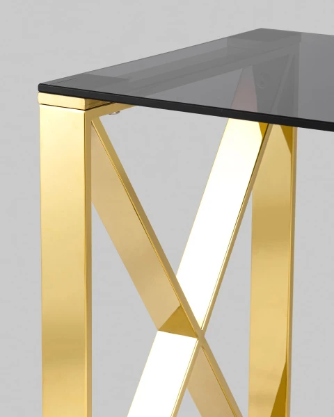 Купить Журнальный стол 40*40 КРОСС золото стекло smoke по низкой цене