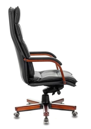 Кресла руководителя - Кресло руководителя Бюрократ T-9927WALNUT черный кожа крестовина металл/дерево
