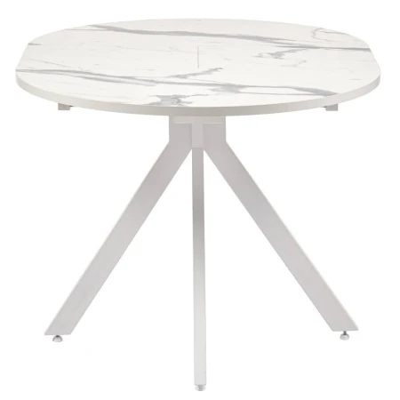Купить Стол Rudolf круглый раскладной 90-120x90x75см, белый мрамор, белый по низкой цене