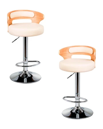 Набор 2 шт Стул барный DOBRIN FRED, натуральное дерево, кремовый