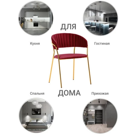 Купить Стул Turin винный с золотыми ножками по низкой цене