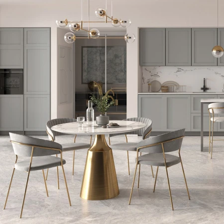 Купить Комплект из 2-х стульев полубарных Turin серый с золотыми ножками в интернет-магазине КупиКресла.ру