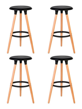 Набор 4 шт Табурет барный DOBRIN ROYCE, ножки светлый бук, цвет чёрный (B-03)