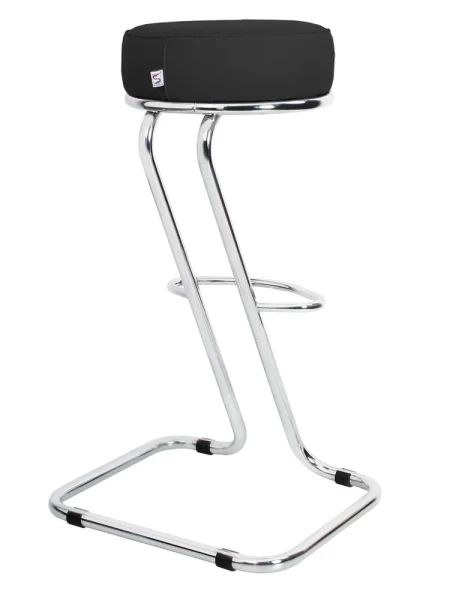 Барный стул Zeta Chrome (Зета) хром  V - Искусственная кожа  Черный