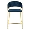 Купить Стул полубарный Turin синий с золотыми ножками по выгодной цене для кафе, ресторанов и кухни