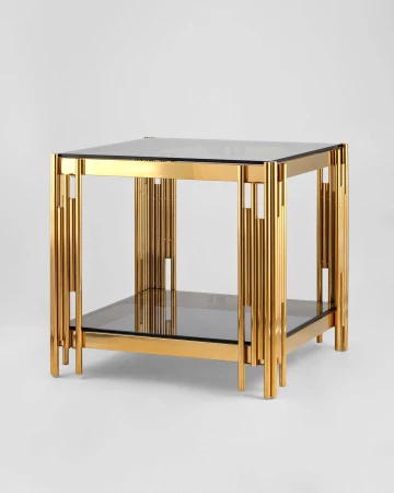 Купить Журнальный столик 55*55 ГЭТСБИ золото стекло smoke по низкой цене