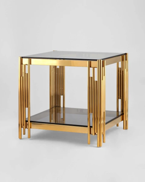 Купить Журнальный столик 55*55 ГЭТСБИ золото стекло smoke по низкой цене