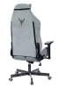 Кресло игровое Knight N1 Fabric серо-голубой Light-28 с подголов. крестов. металл