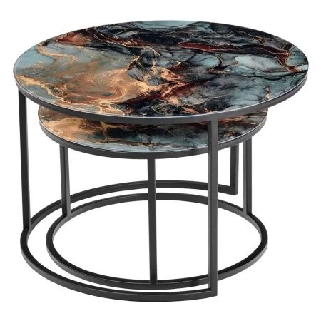 Купить Набор кофейных столиков Tango космический с чёрными ножками, 2шт по низкой цене