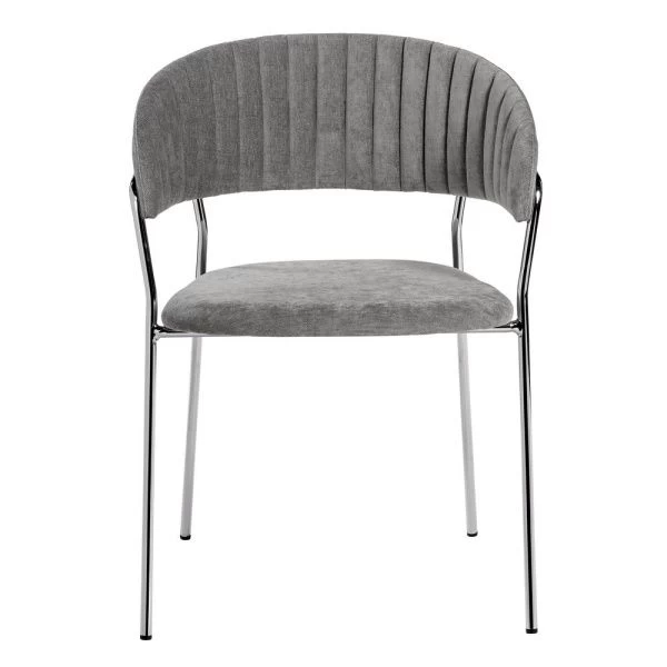 Купить Стул Turin серый вельвет с хромированными ножками по низкой цене
