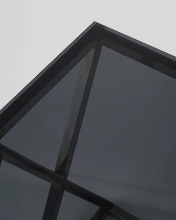 Купить Журнальный стол 55*55 ИНСИГНИЯ сталь темный хром стекло smoke по низкой цене