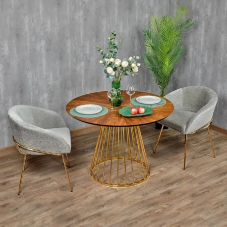 Купить Стул-полукресло Martin серый шенилл, золотые ножки по низкой цене