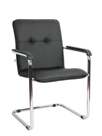 Офисный стул Rumba (Румба) хром (Искусственная кожа Черный)