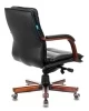 Кресла руководителя - Кресло руководителя Бюрократ T-9927WALNUT-LOW черный кожа низк.спин. крестовина металл/дерево
