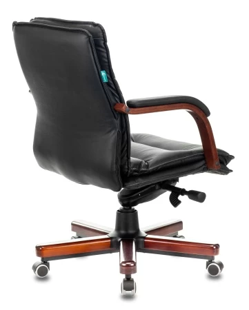 Кресла руководителя - Кресло руководителя Бюрократ T-9927WALNUT-LOW черный кожа низк.спин. крестовина металл/дерево