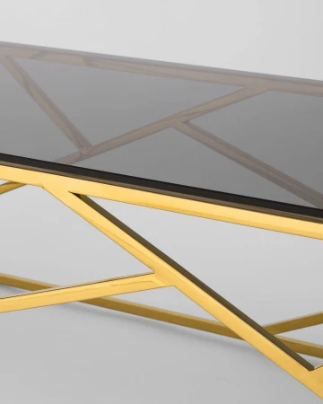Купить Журнальный стол 120*60 АРТ ДЕКО стекло smoke сталь золото по низкой цене