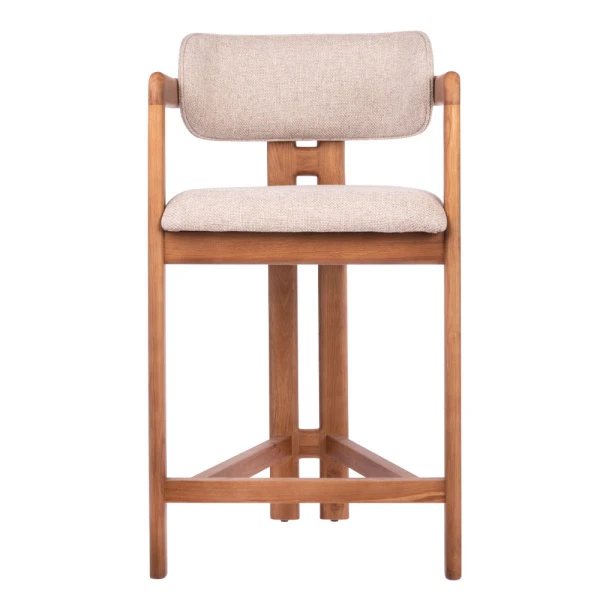 Стул полубарный Rich рогожка латте с ножками цвета орех для кафе, ресторанов и кухни