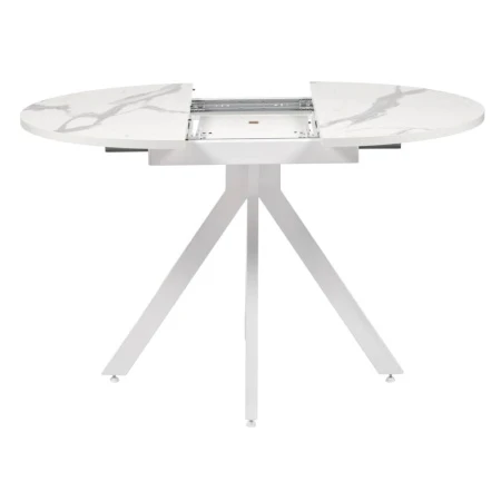Купить Стол Rudolf круглый раскладной 90-120x90x75см, белый мрамор, белый по низкой цене