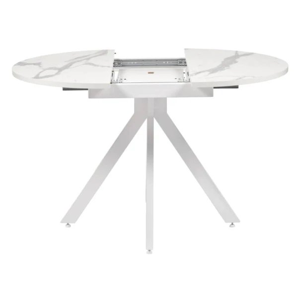 Купить Стол Rudolf круглый раскладной 90-120x90x75см, белый мрамор, белый по низкой цене