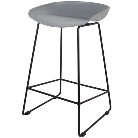 Купить Стул полубарный Neo серый с чёрными ножками по выгодной цене для кафе, ресторанов и кухни